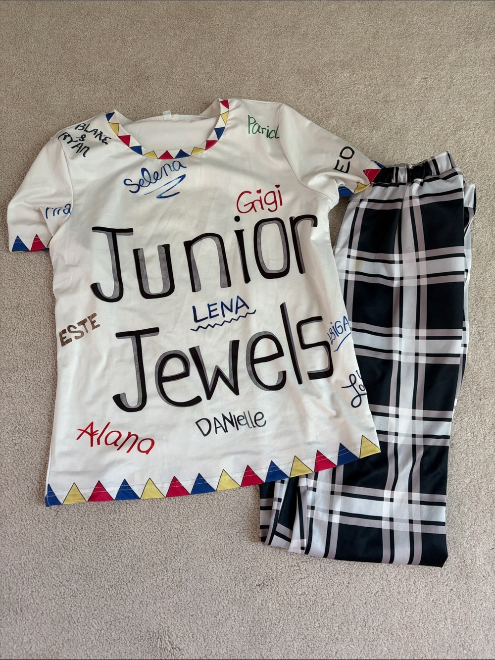 Junior Jewels Kids Pajama Set or Costume with Black Plaid Pants